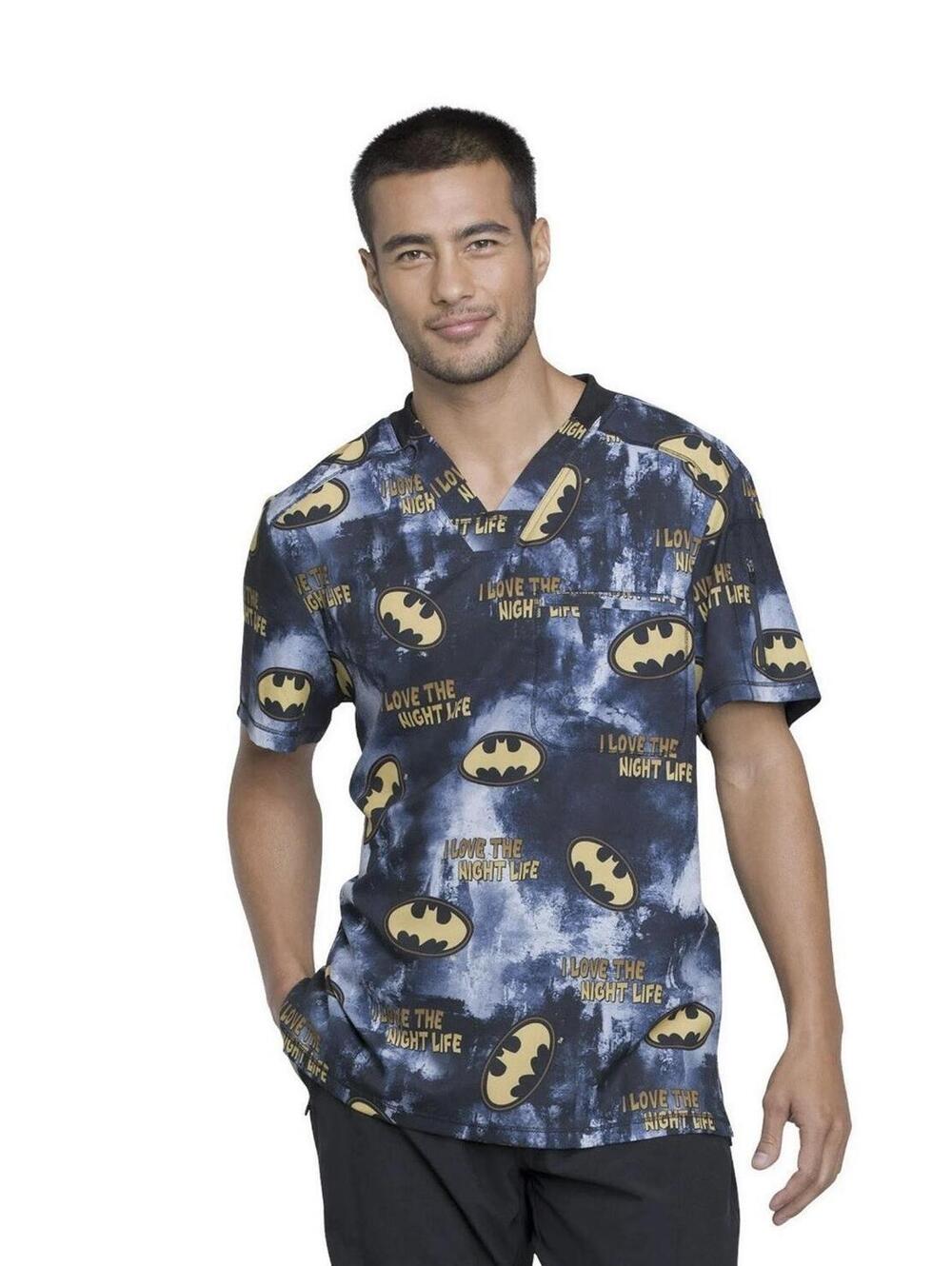 Batman Cherokee Scrubs Tooniforms Mens V Neck Top Size Small Bn27